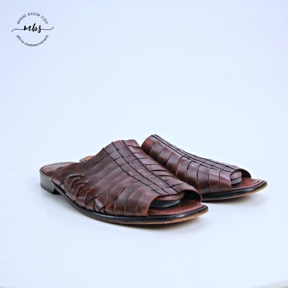 Cole Hann Woven Leather Slip On Sandals Brown‎ Men 13 main image 10